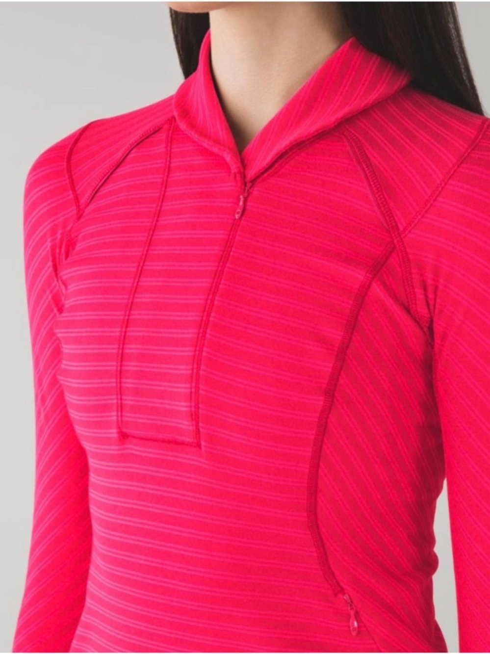 lululemon athletica Striped Bright Pink Half-Zip Pullover